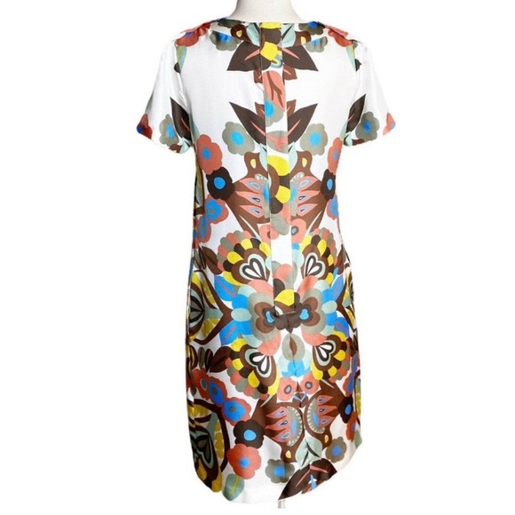 SEE BY CHLOE 60’s Mod Floral Pattern Silk Mini Shift  Short Sleeve Dress Size 4 - Picture 3 of 6